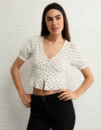 AE V-Neck Puff Sleeve Corset Shirt