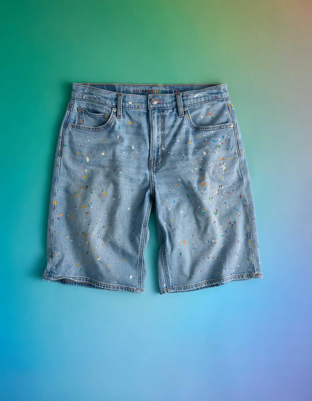AE 11" Pride Dreamy Drape Stretch Denim High-Waisted Jort