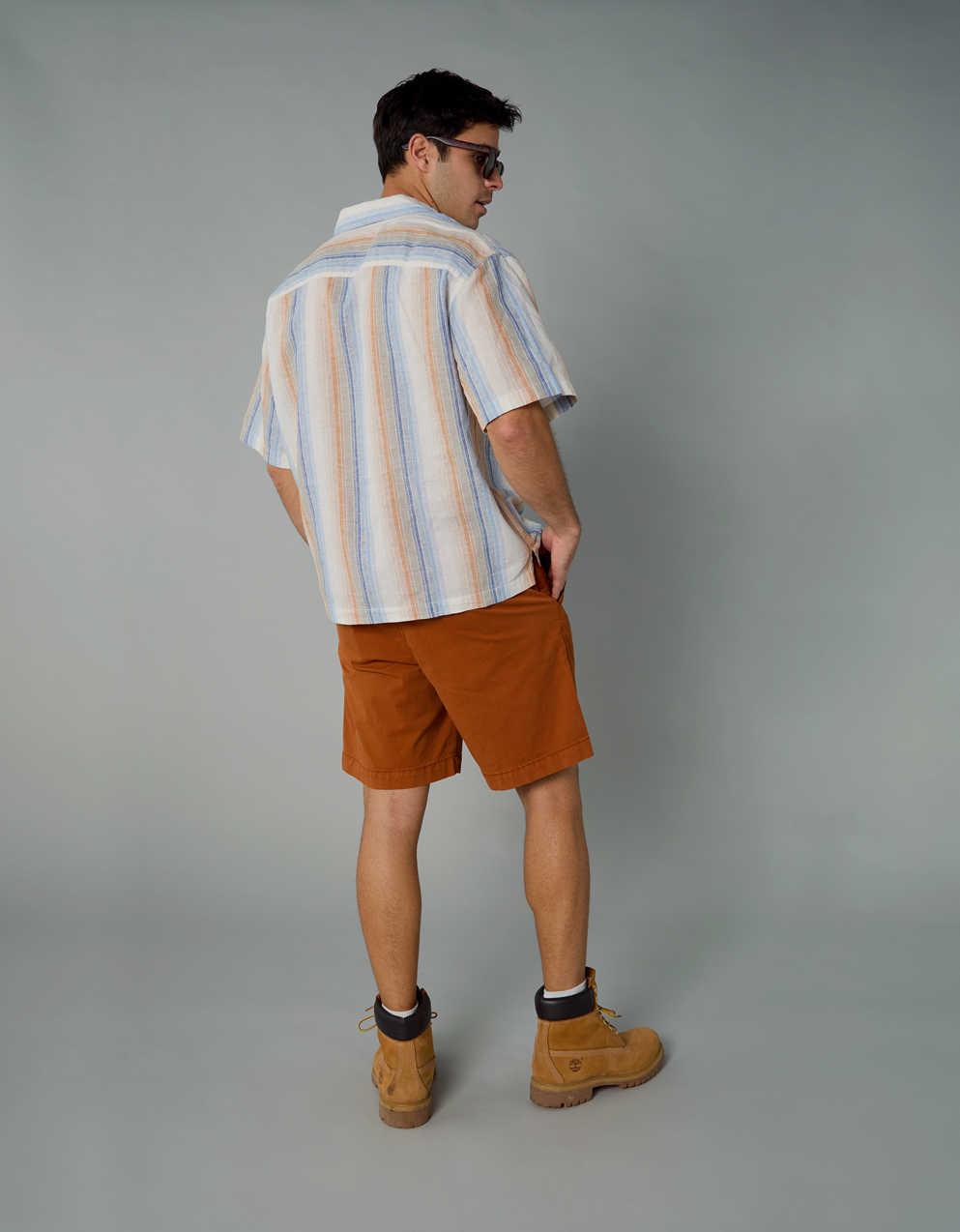 AE Poolside Linen-Blend Button-Up Shirt
