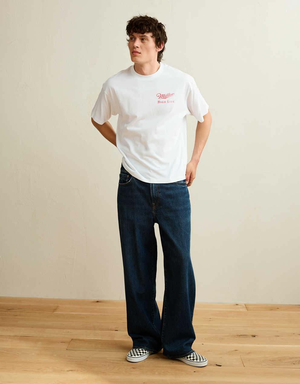AE Boxy Fit Miller Beer Graphic T-Shirt