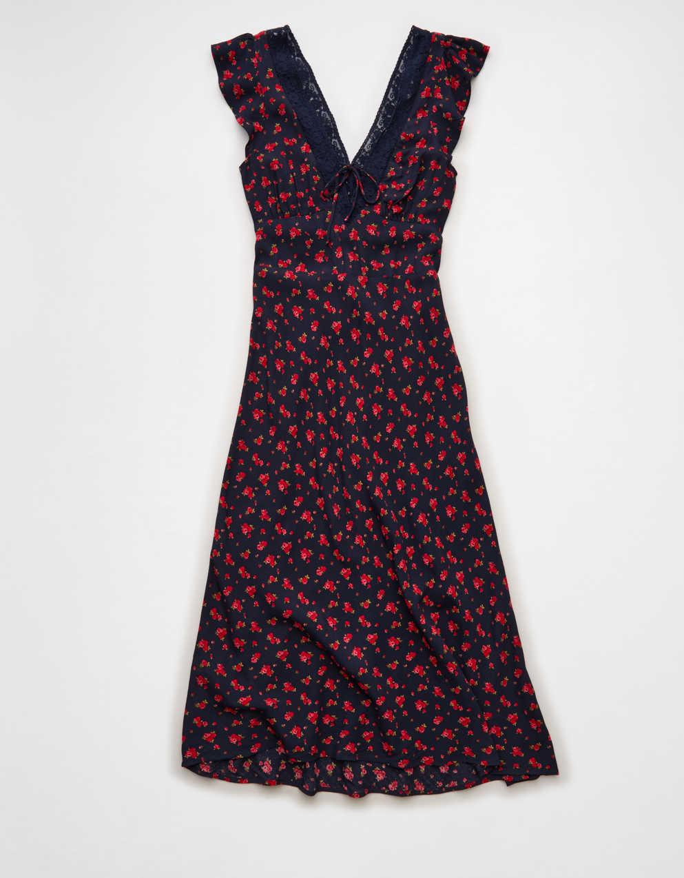 AE Short Sleeve V-Neck Midi Dress