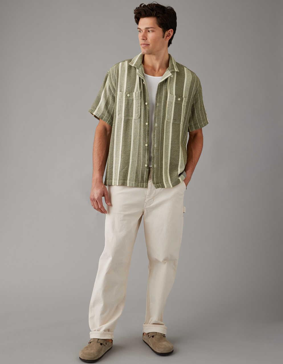 AE Poolside Striped Button-Up Shirt