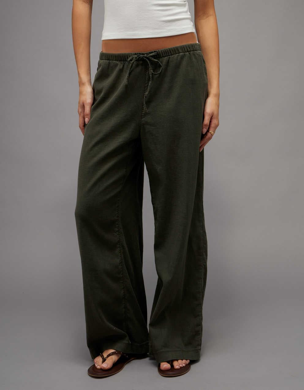 AE Low-Rise Linen-Blend Pull-On Pant