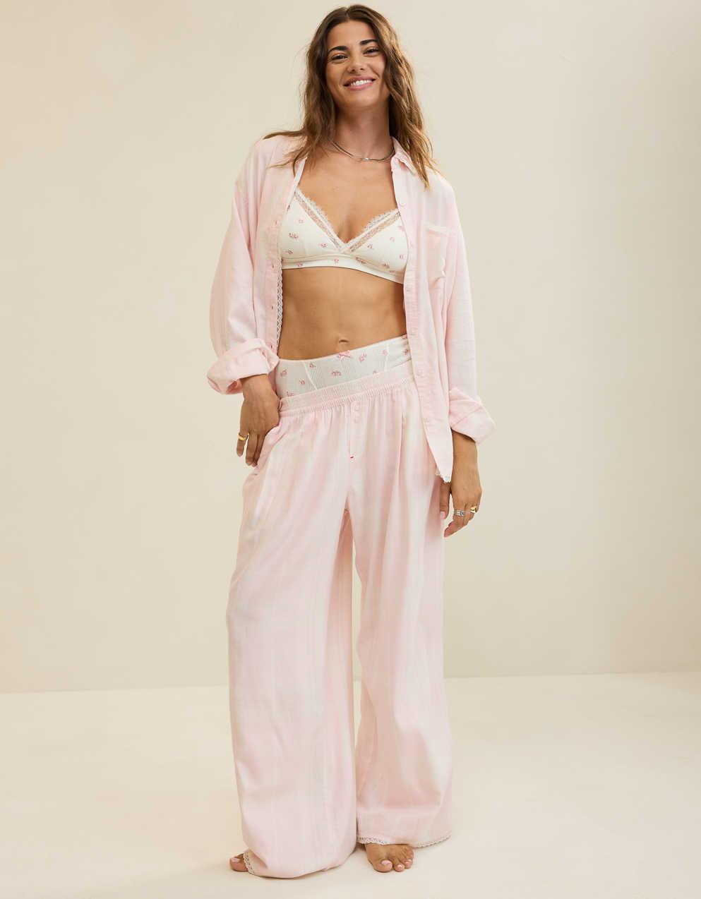 Aerie Checked Out Flannel Wide Leg Pant