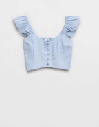 Aerie Cropped Seersucker Tank Top