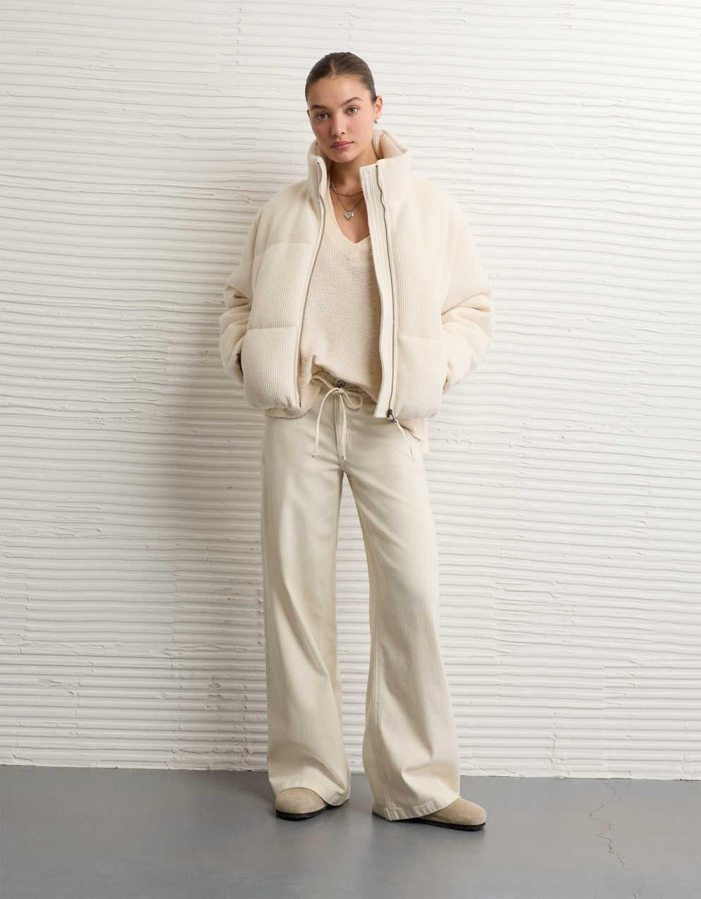 AE Cropped Sweater Puffer Jacket