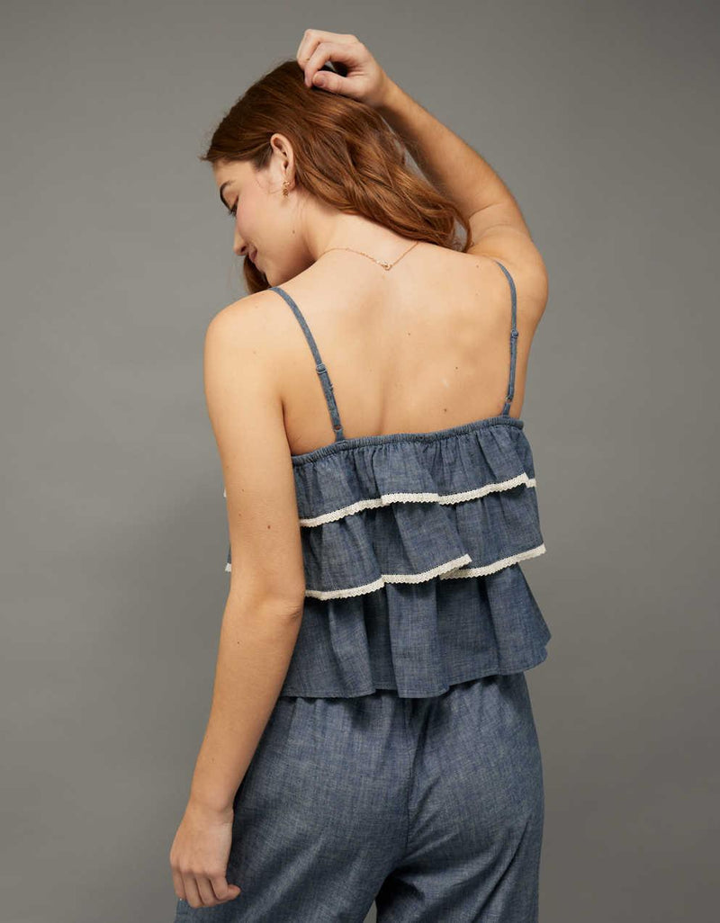 AE Embroidered Ruffle Cami Top