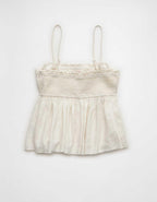 AE Embroidered Strapless Babydoll Linen-Blend Tube Top