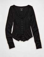 AE Waffle Long Sleeve Button-Up Tee