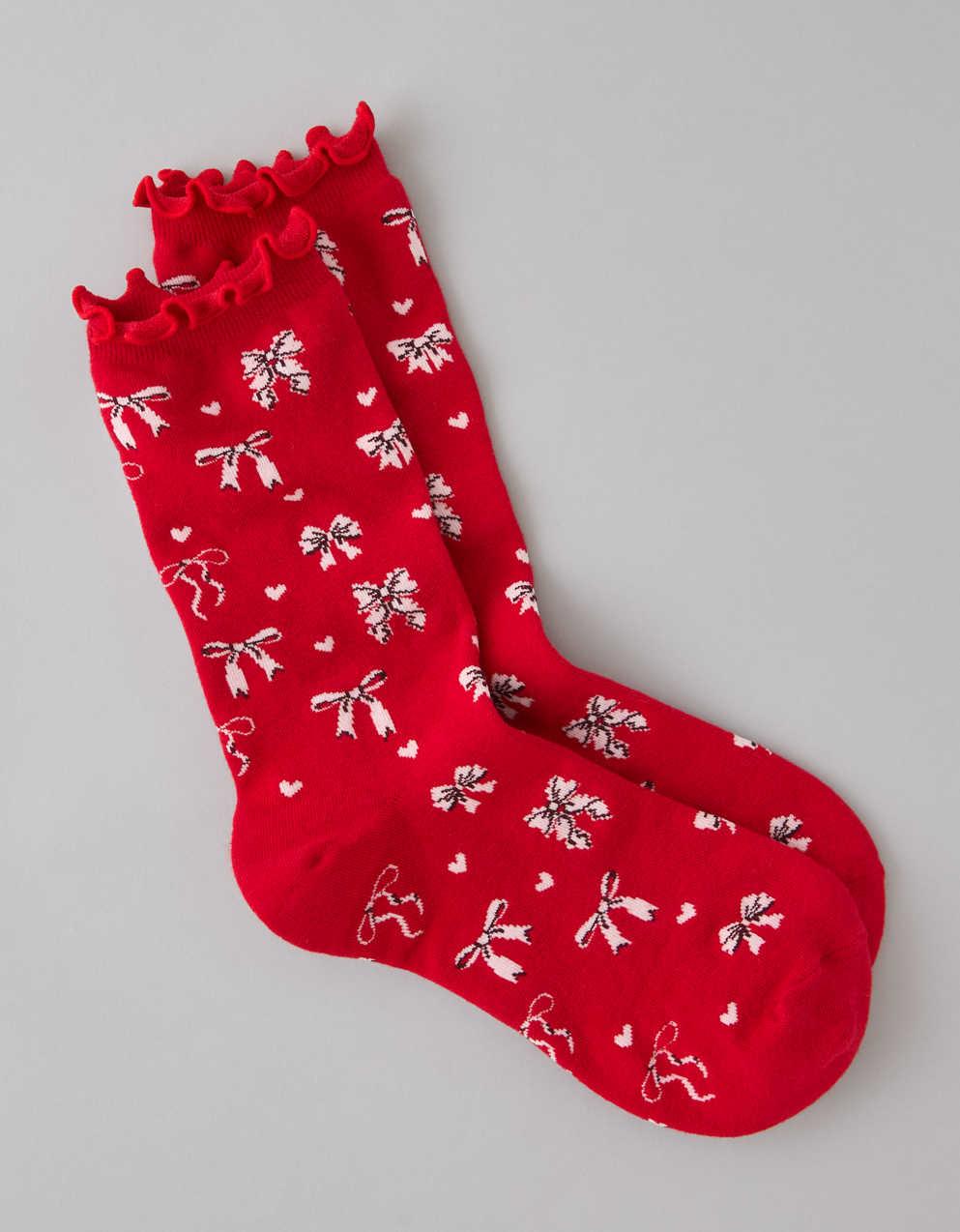 AE Bows Ruffle Crew Socks