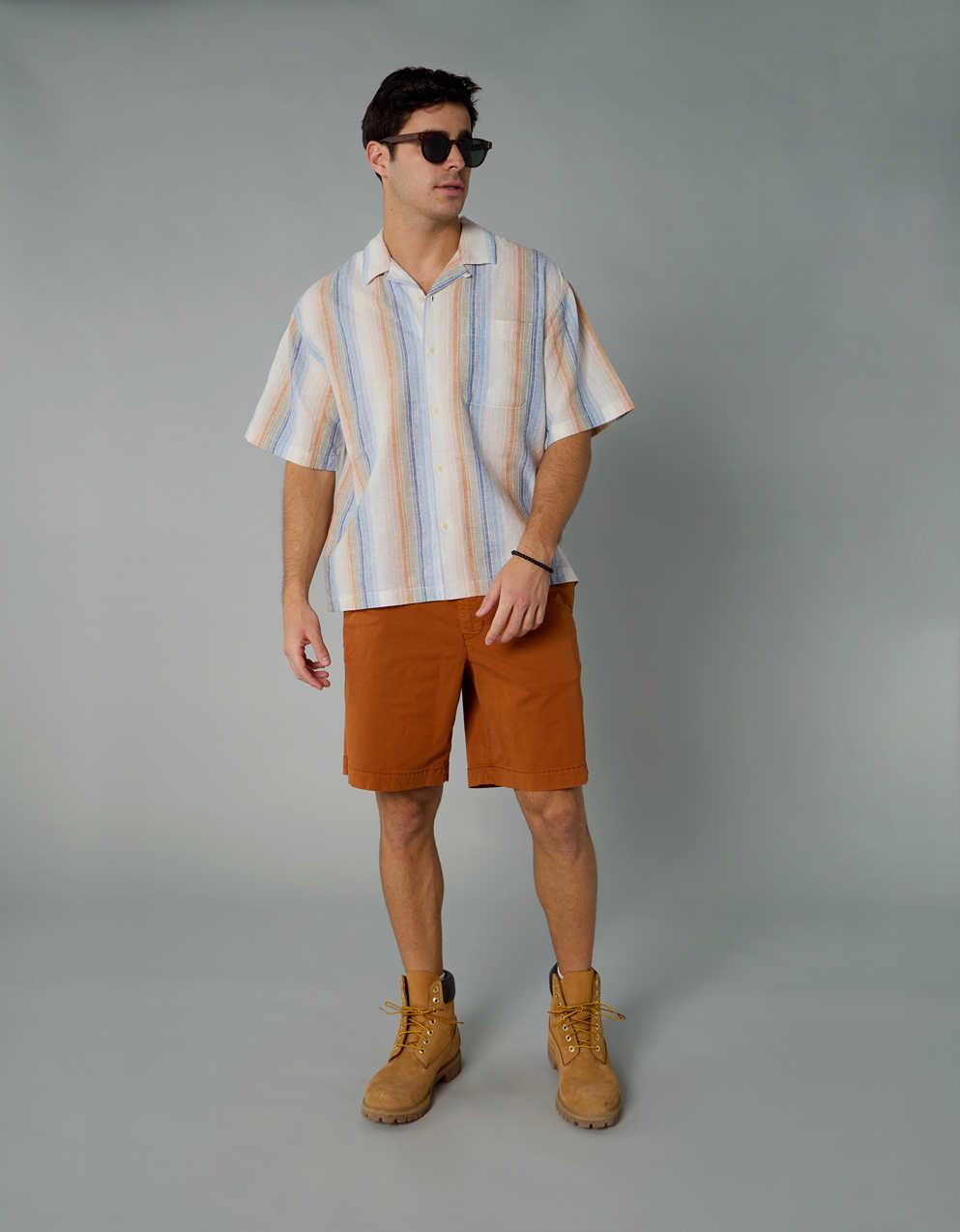 AE Poolside Linen-Blend Button-Up Shirt