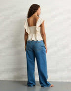 AE Sunchaser Knit Flutter Sleeve Babydoll Shirt