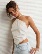 AE Linen-Blend Bandana Halter Top