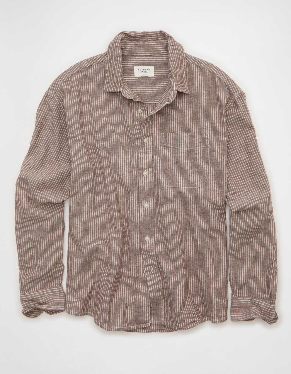 AE Relaxed Fit Linen-Blend Button-Up Shirt