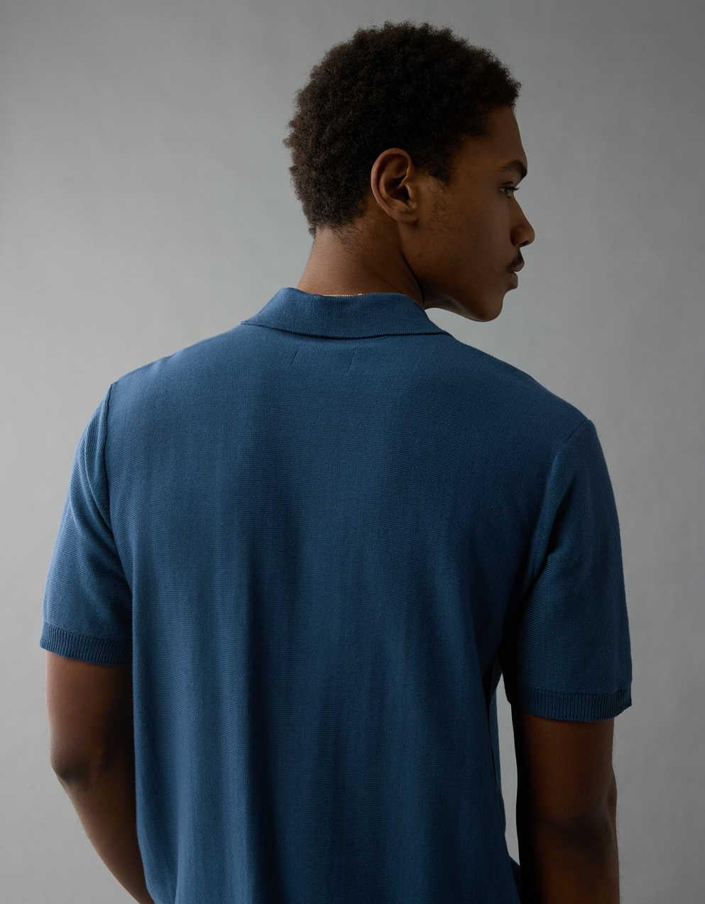 AE Weekend Button-Up Striped Sweater Polo Shirt