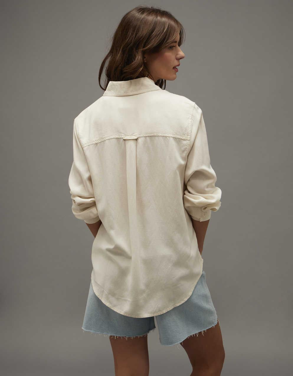 AE Bestie Long-Sleeve Button-Up Shirt