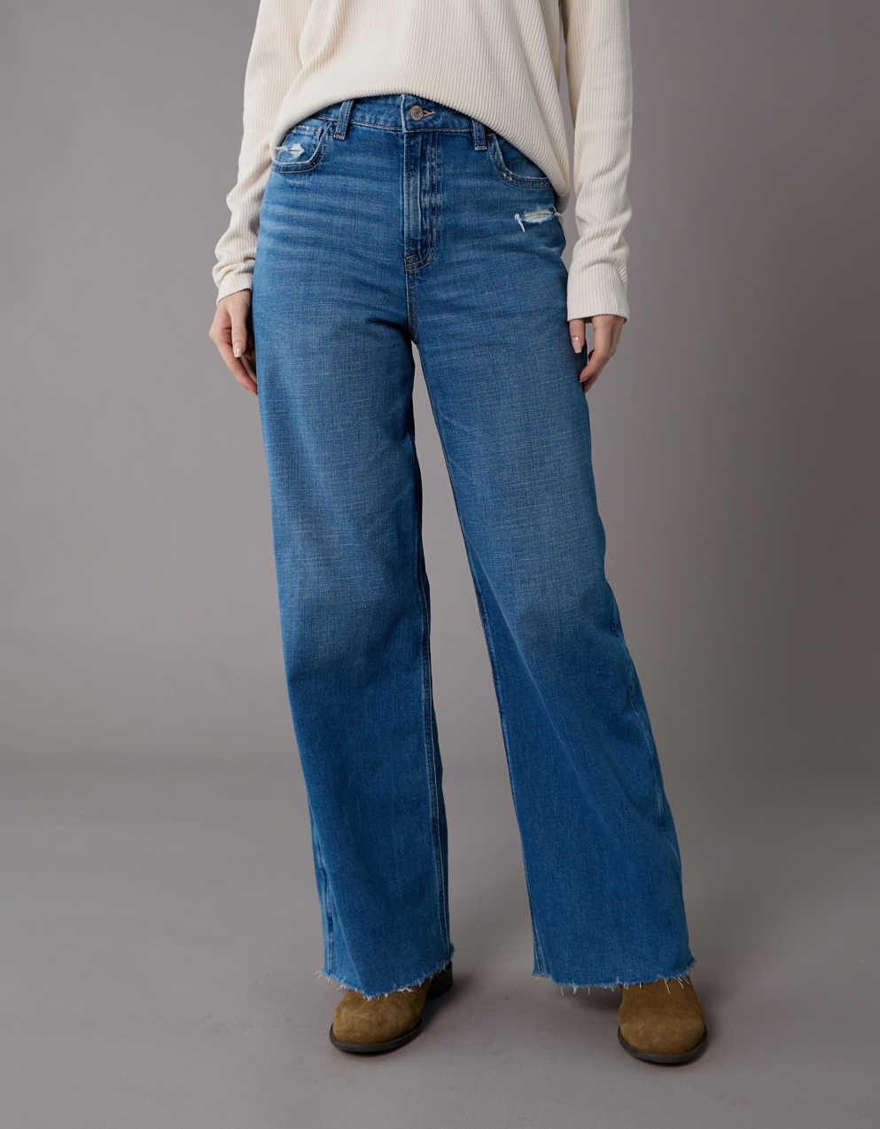 AE Dreamy Drapey Stretch Super High-Waisted Baggy Wide-Leg Jean