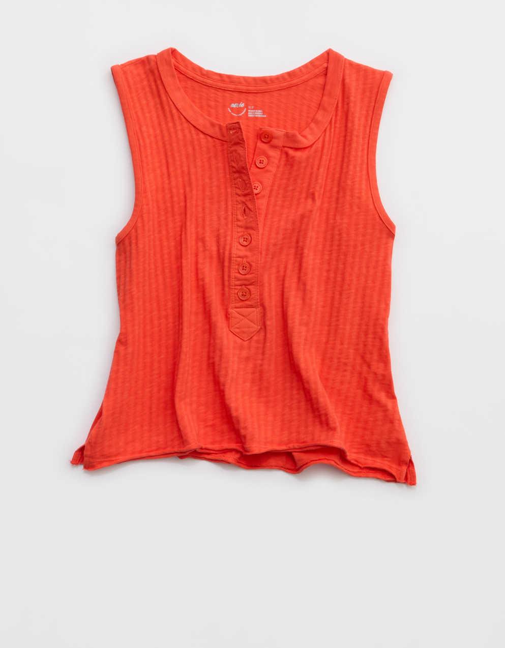 Aerie Shadow Stripe Henley Tank Top