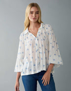 AE Long-Sleeve Smocked Peasant Blouse