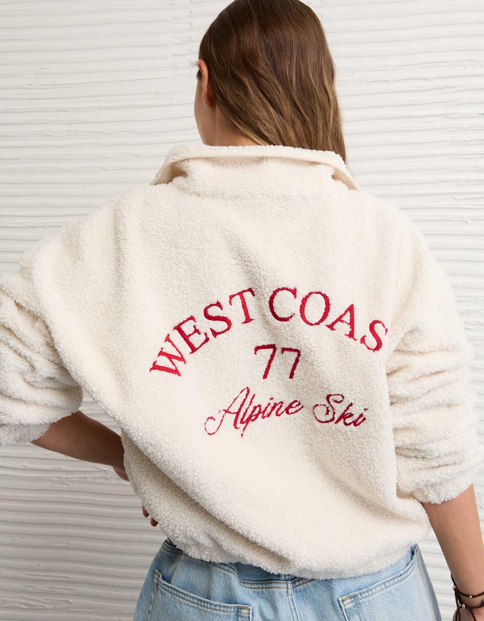 AE Sherpa Fleece Graphic Henley Sweatshirt
