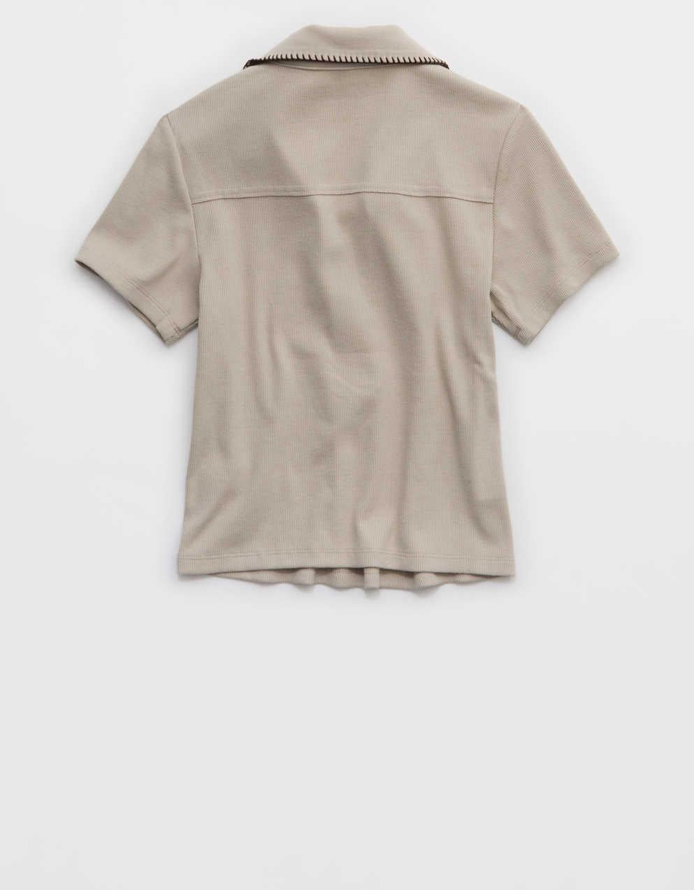 Aerie Cropped Polo T-Shirt