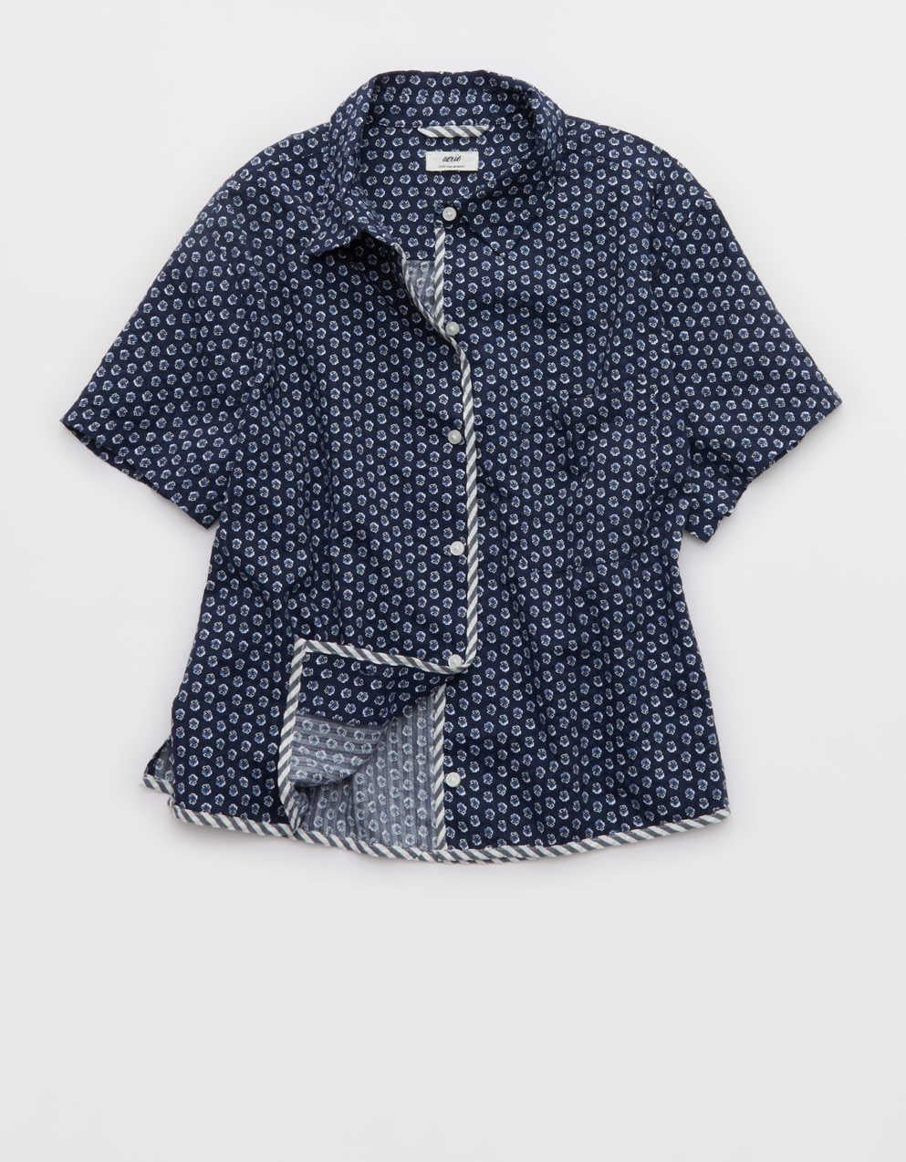 Aerie Seersucker Short Sleeve Pajama Top