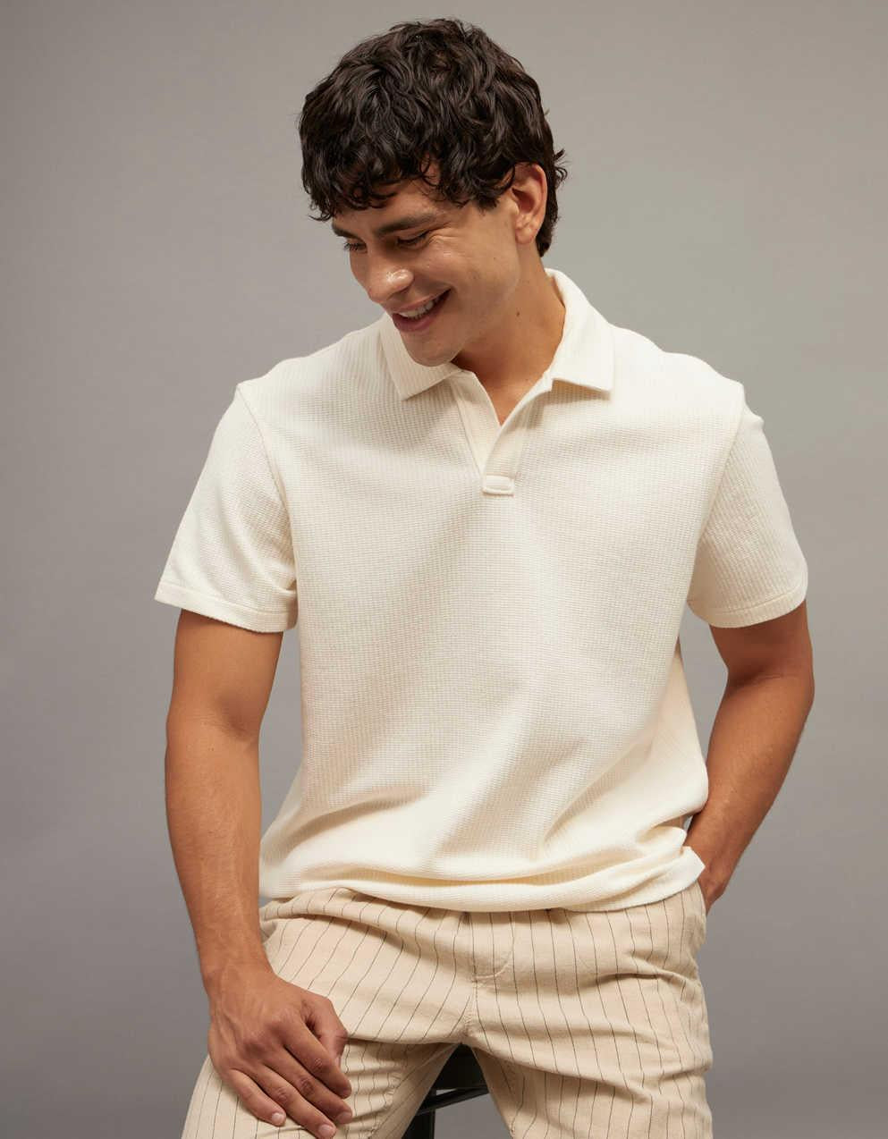AE Standard Fit Johnny Collar Knit Polo Shirt