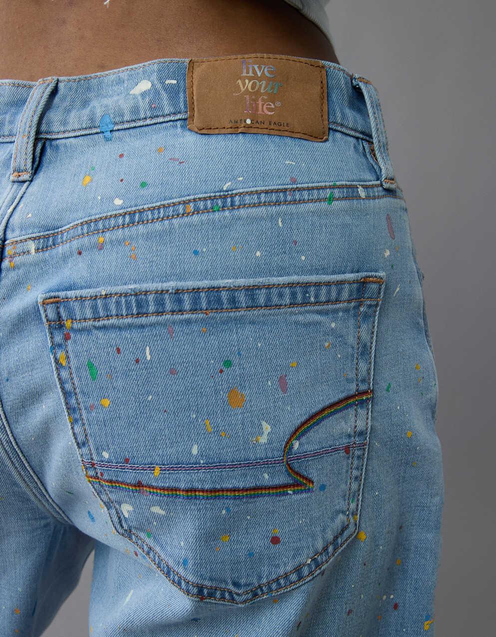 AE 11" Pride Dreamy Drape Stretch Denim High-Waisted Jort