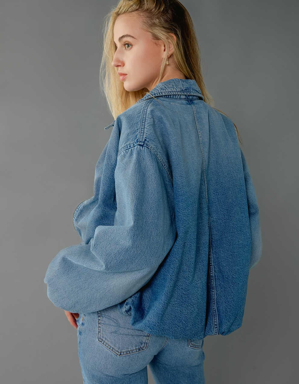 AE Denim Bubble Bomber Jacket