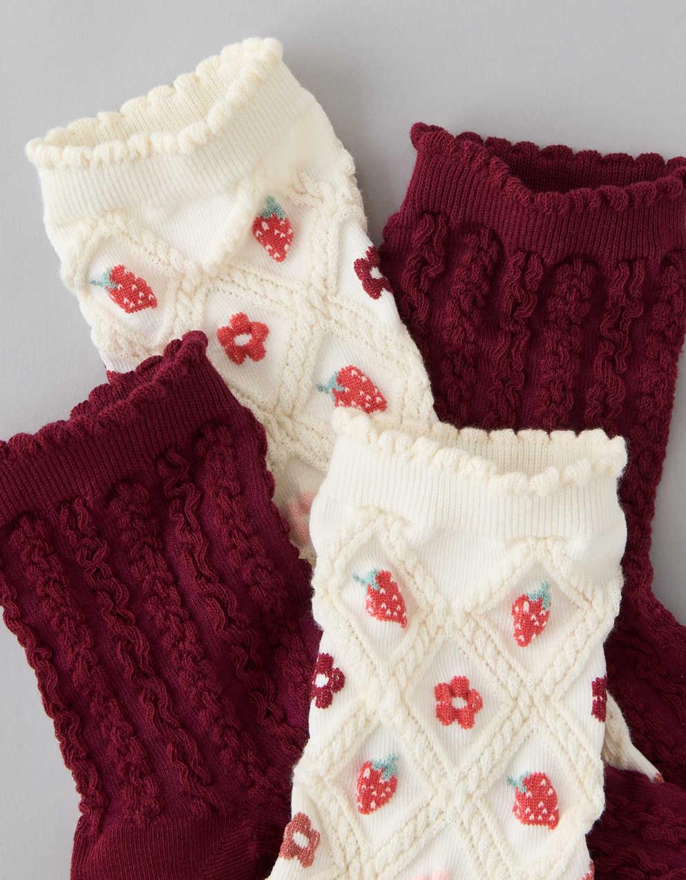 AE Textured Cropped Crew Socks 2-Pack