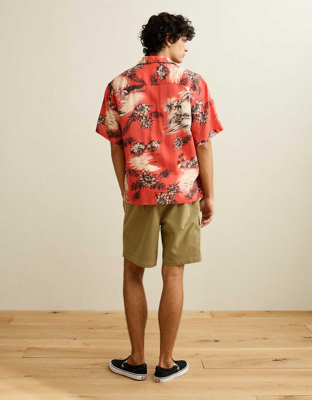 AE Relaxed Fit Camp Collar Button-Up Shirt