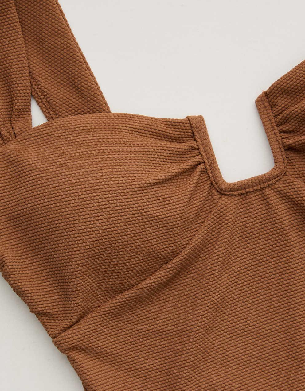 Aerie Pique Bandeau Full Coverage One Piece Swimsuit