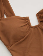 Aerie Pique Bandeau Full Coverage One Piece Swimsuit
