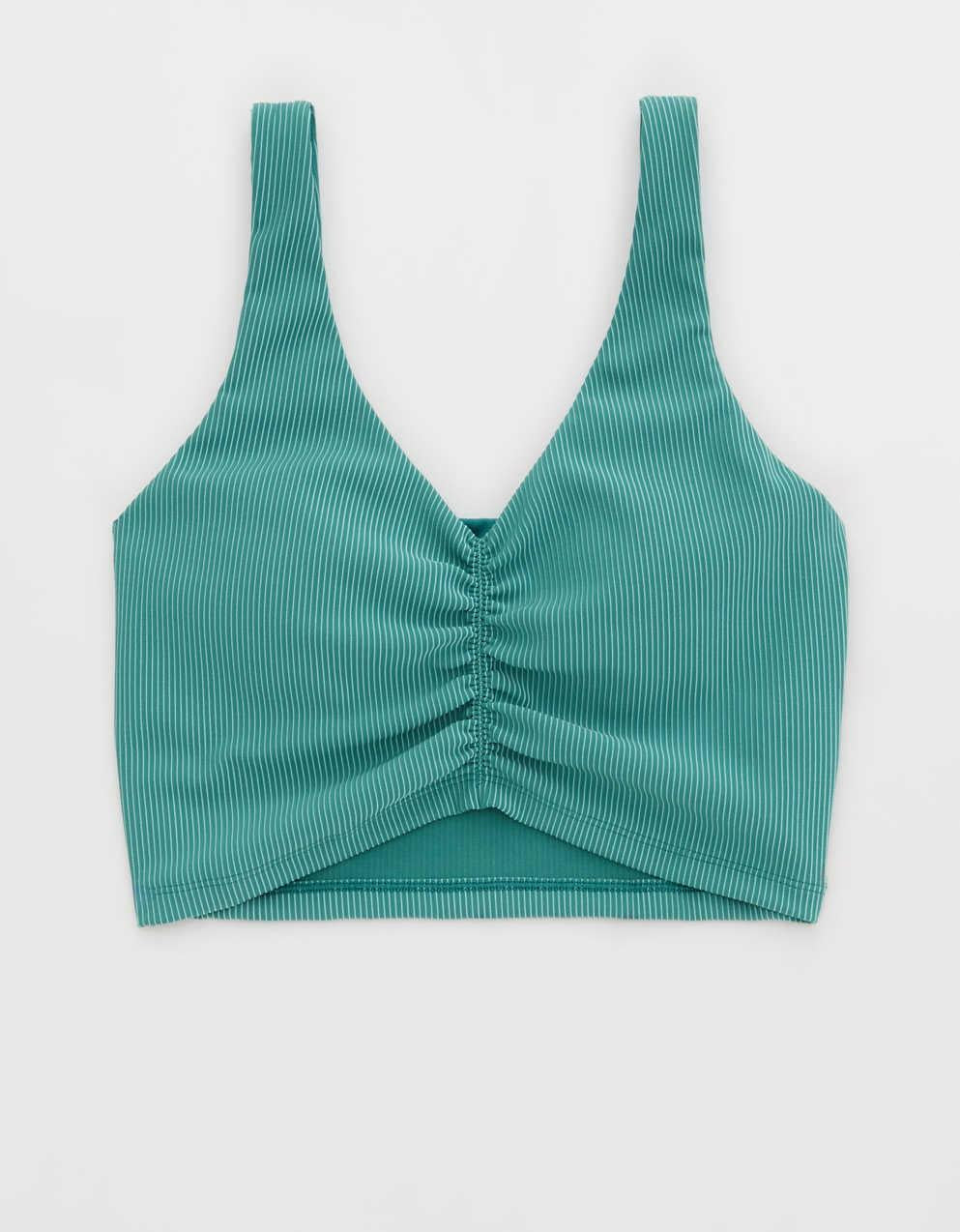 OFFLINE By Aerie Stripe Rib Ruched Low Key Sports Bra