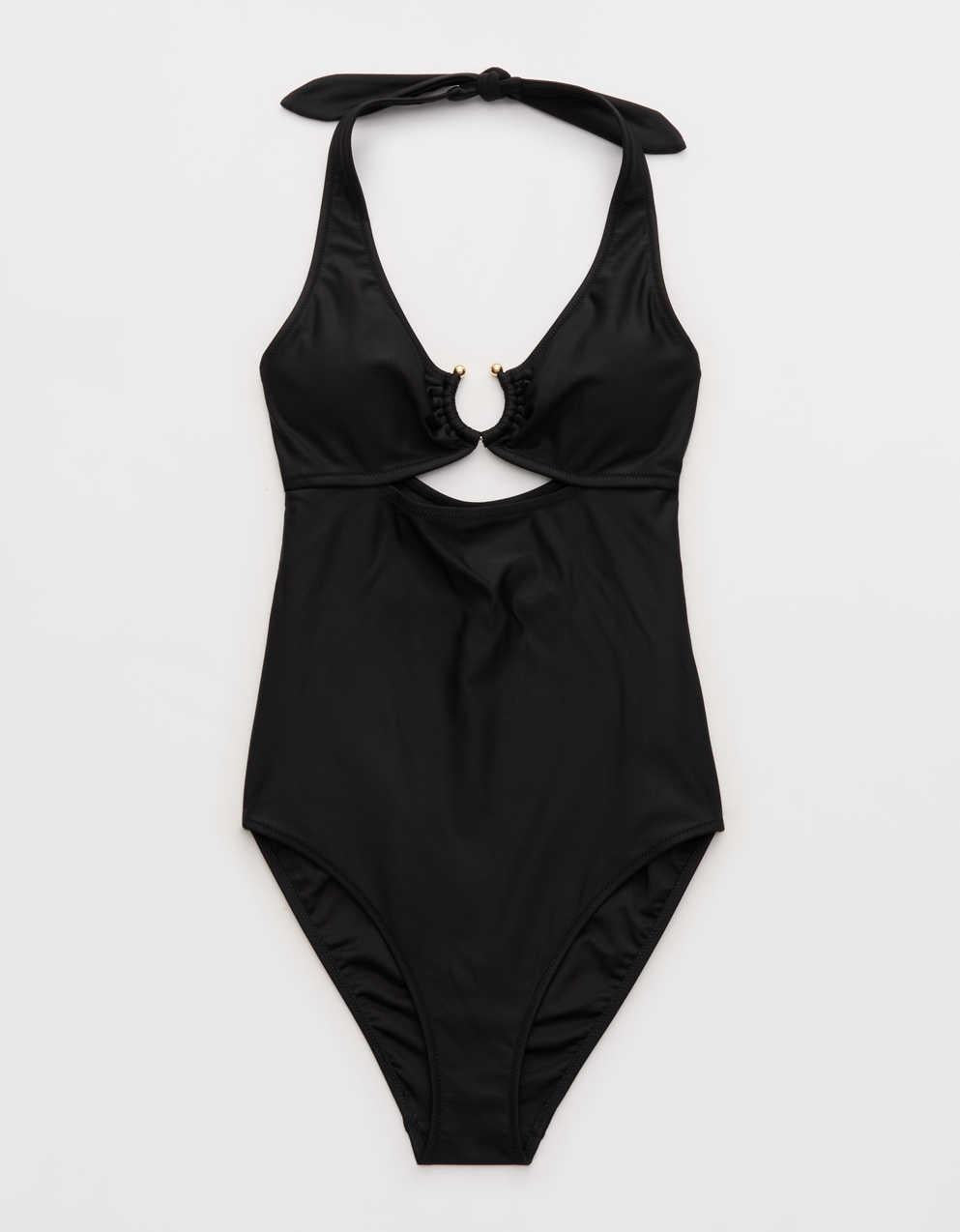 Aerie Horseshoe Ring Halter Full Coverage One Piece Swimsuit