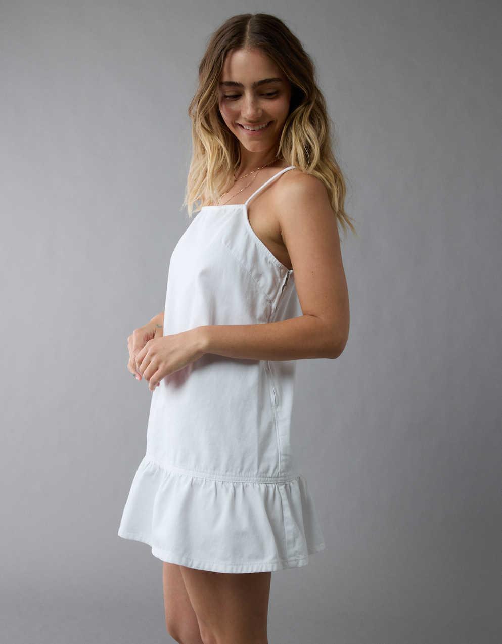 AE Denim Ruffle Mini Shift Dress