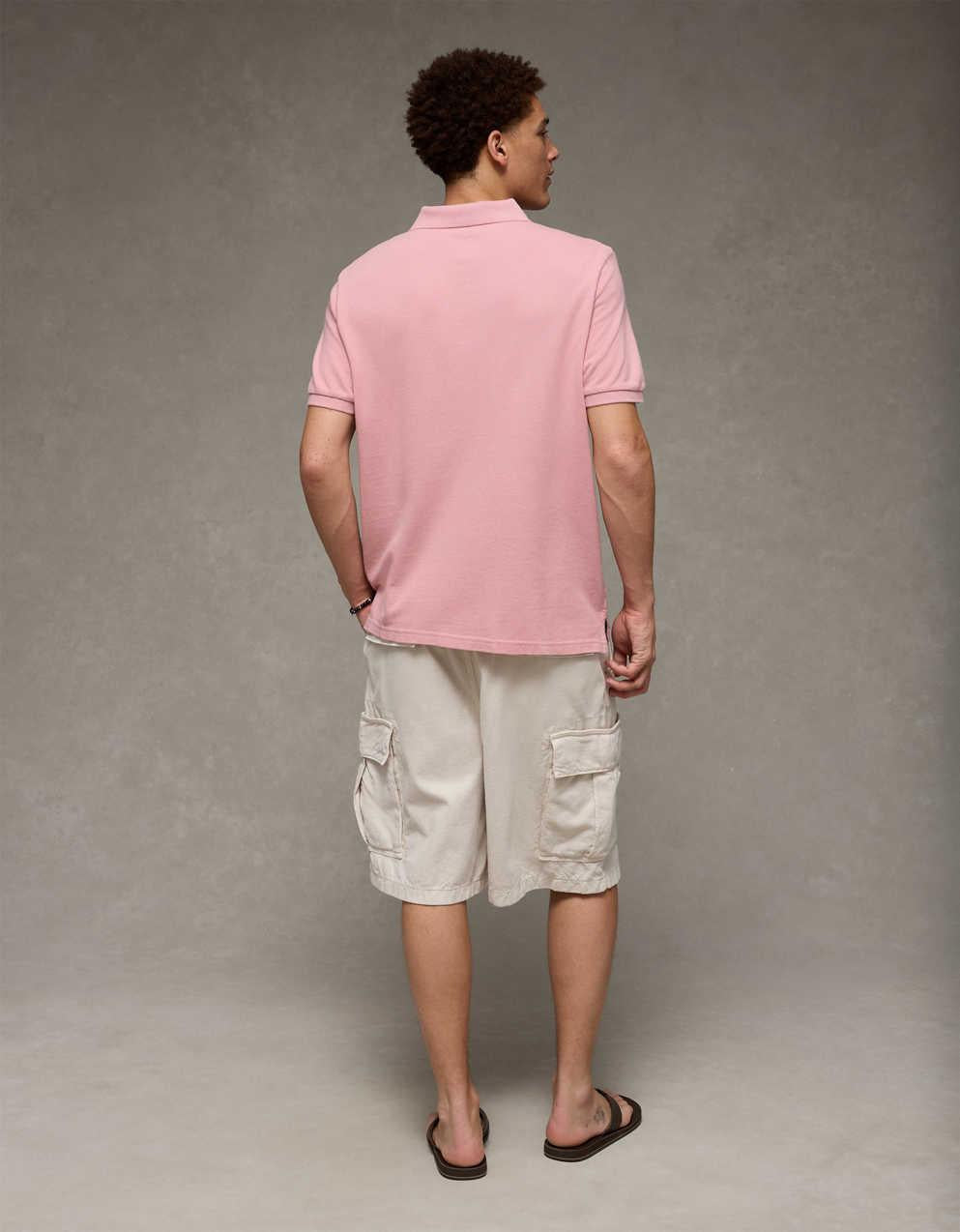 AE Standard Fit Pop Logo Pique Polo Shirt