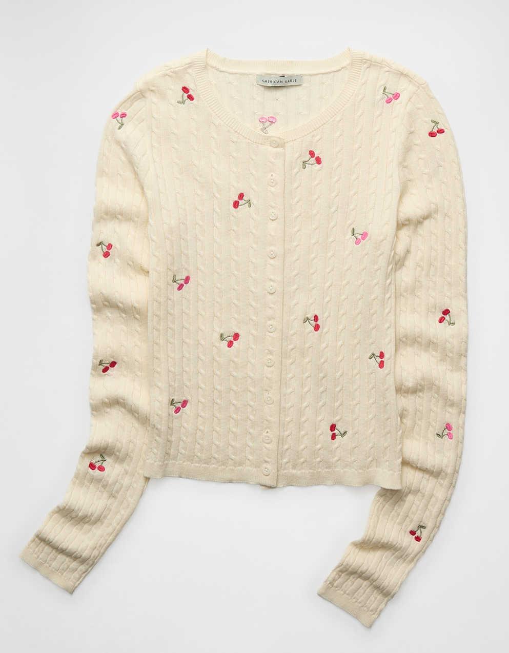 AE Cable-Knit Cardigan Sweater