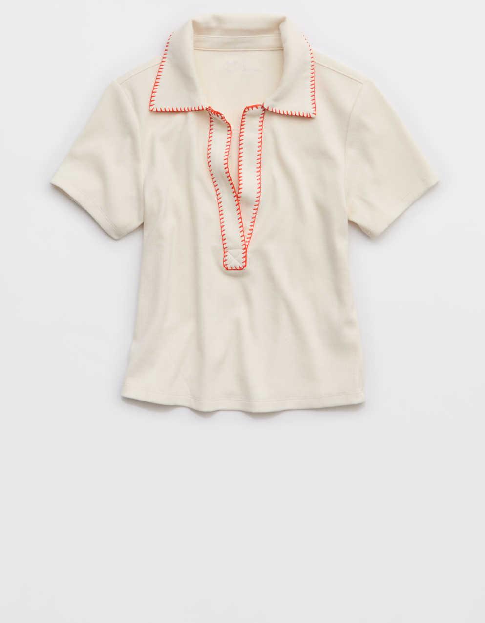 Aerie Cropped Polo T-Shirt