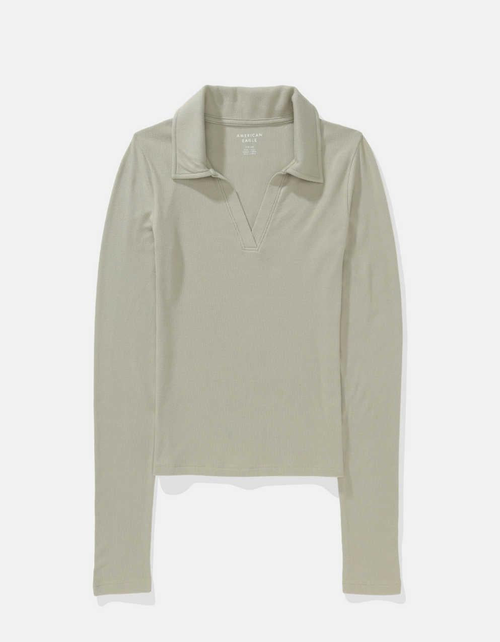 AE Long-Sleeve Plush Polo T-Shirt