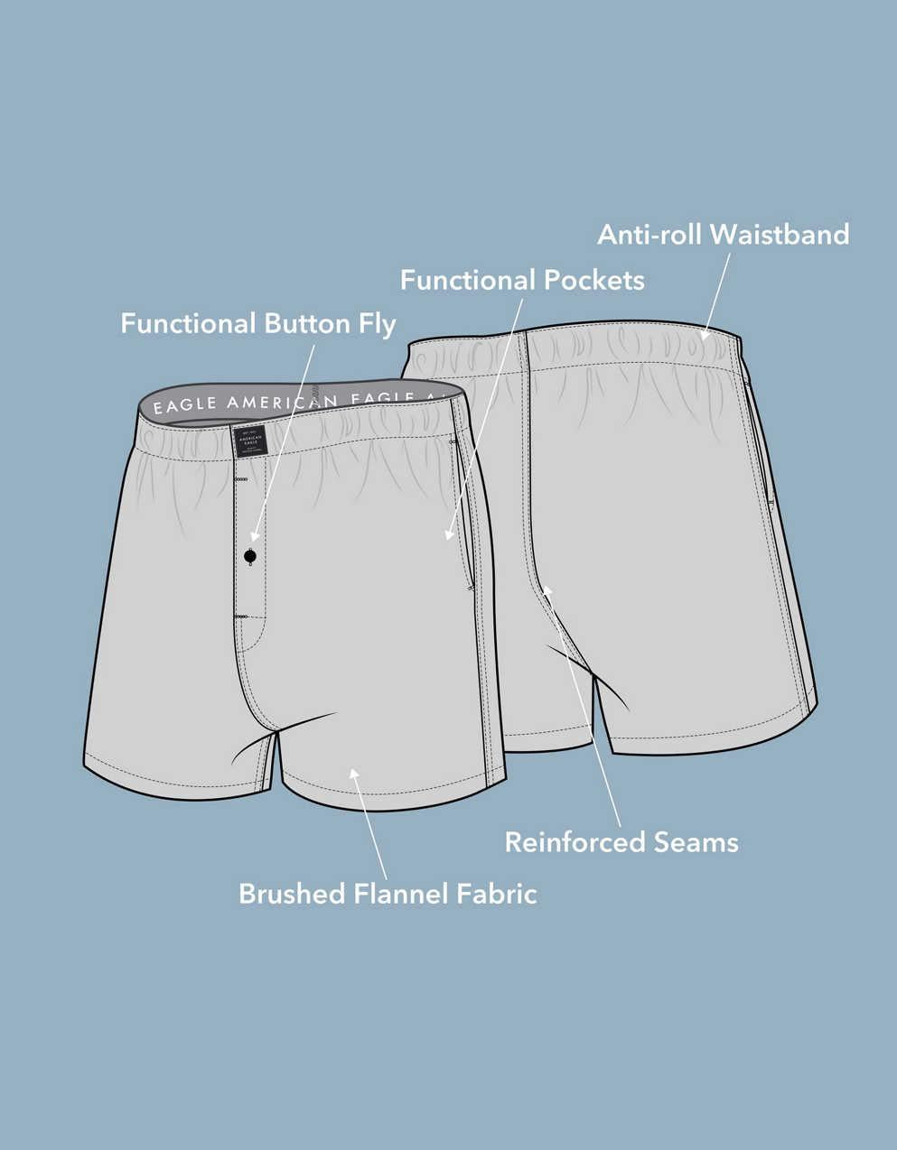 AEO Polar Bears Flannel Pocket Boxer