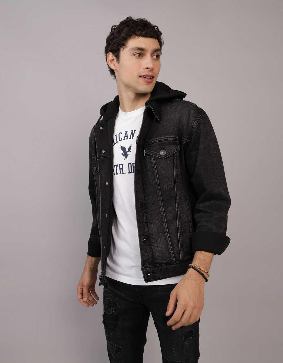 AE Hooded Denim Trucker Jacket