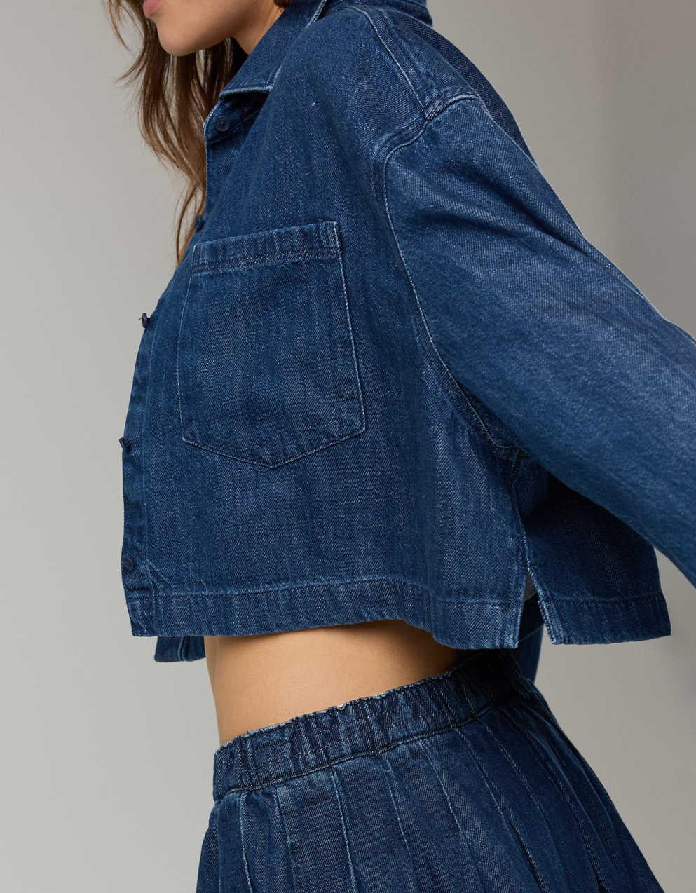 OFFLINE By Aerie Cropped Button Up Shirt