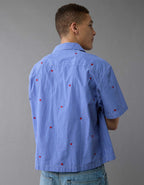 AE Pride Poolside Embroidered Striped Button-Up Shirt