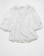 AE Embroidered Button-Up Blouse