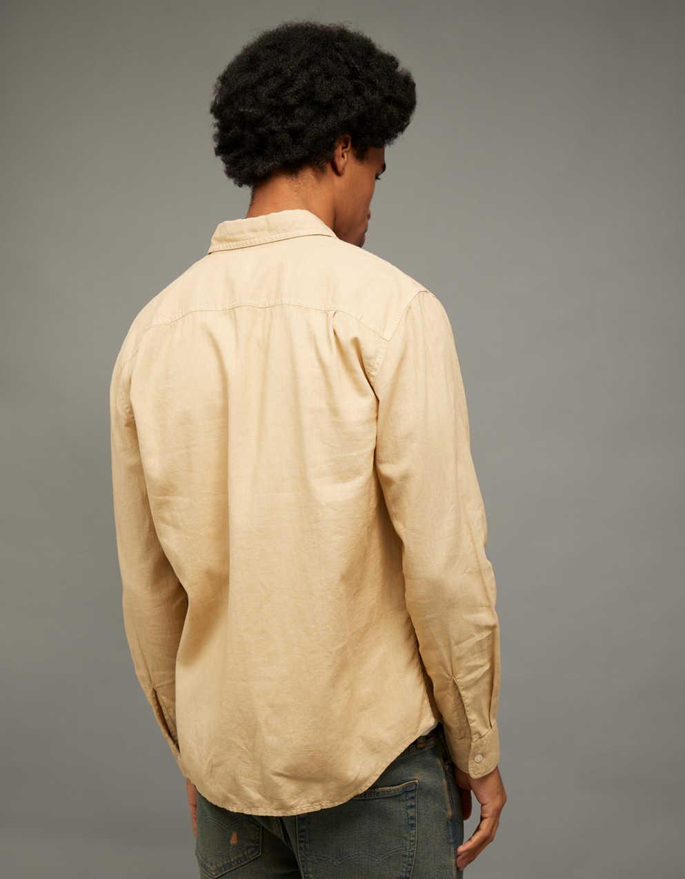 AE Standard Fit Linen-Blend Button-Up Shirt