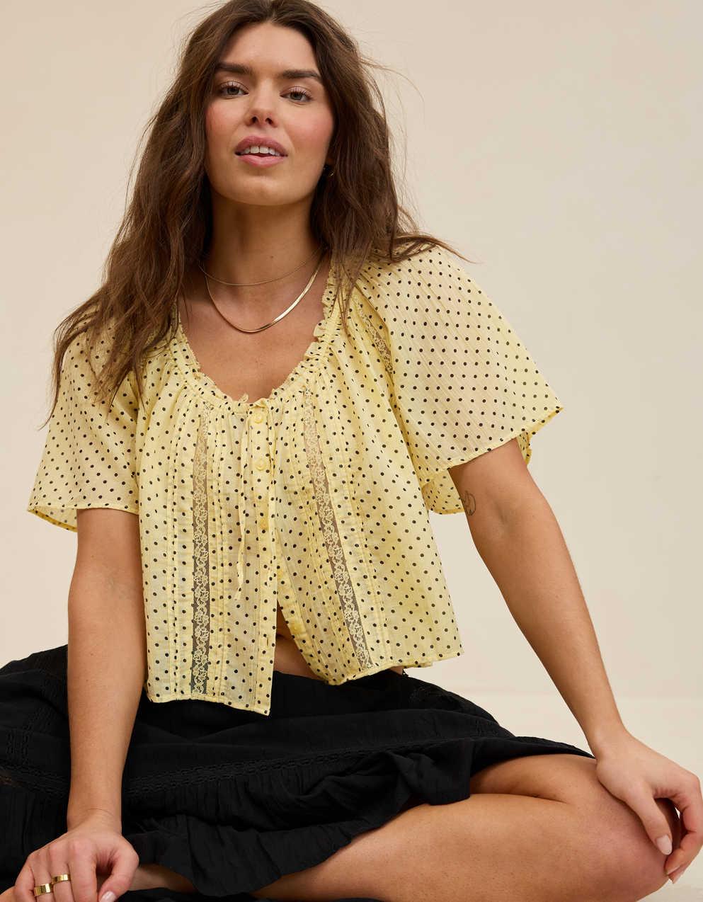 Aerie Woven Button Blouse