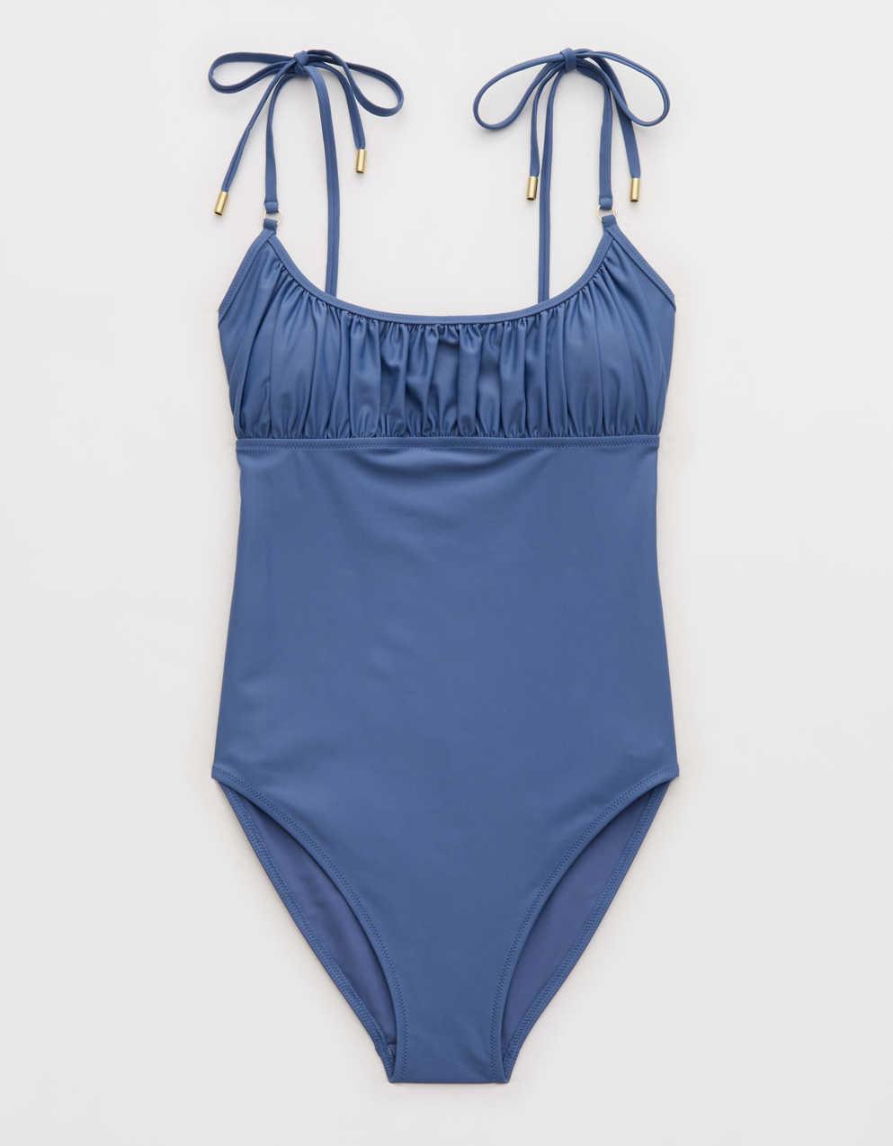Aerie Ruched Full Coverage Scoop One Piece Swimsuit