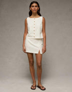AE Linen-Blend High-Neck Vest
