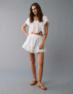 AE High-Waisted Embroidered Eyelet Mini Skirt